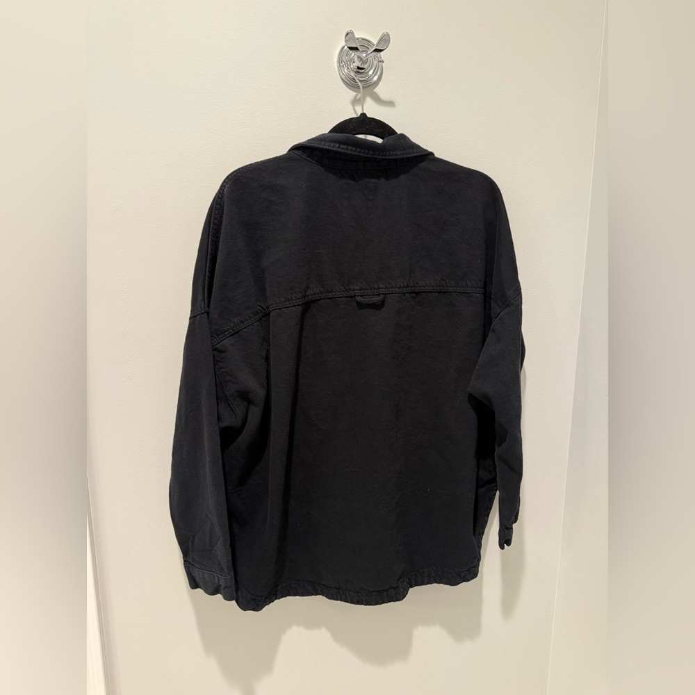 Zara Women’s Black Oversized Jean Jacket with Pockets - Picture 7 of 8